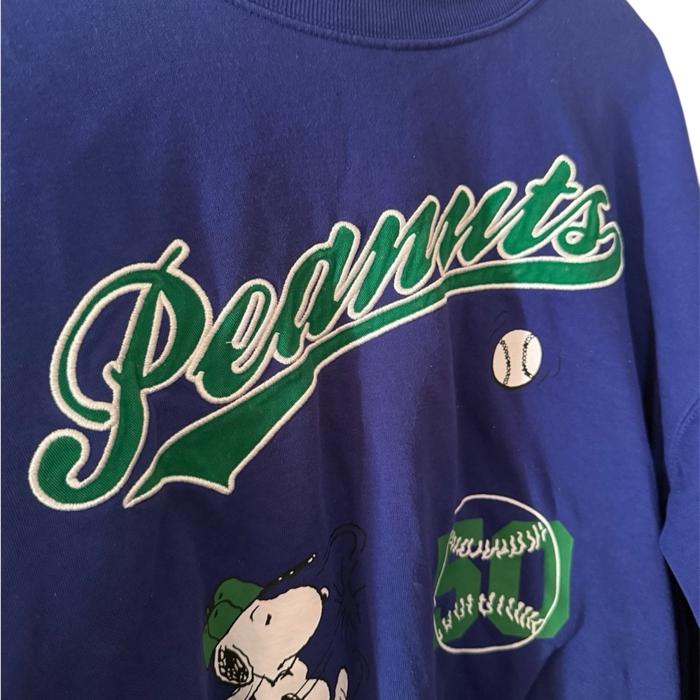 H&M Peanuts Snoopy Baseball Sweatshirt Pullover, Blue, Size Medium - Picture 4 of 6